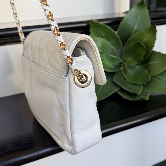 Jacqueline Ferrar Genuine Leather Quilted Shoulder Bag purse designer neutral - Picture 5 of 10